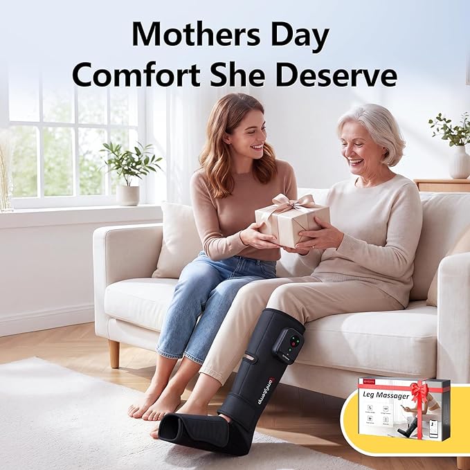 Comfytemp Cordless Air Compression Leg Massager for Circulation and Pain Relief FSA, Portable Foot and Calf Compression Boot for Swelling, HSA Eligible, Ideal for Mom Dad (1 Pack, Fits Calf 13"~19")
