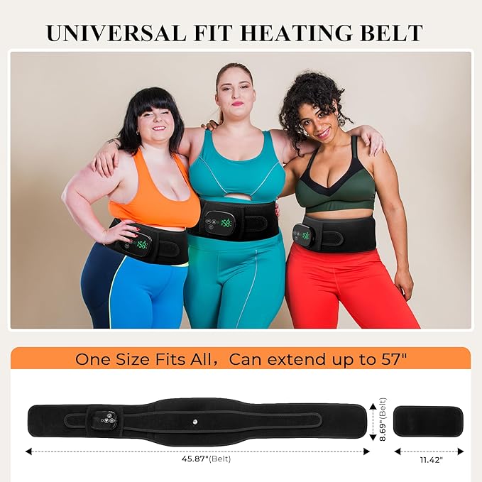 Heating Pad with Massager for Back Comfort, Cordless Lower Back Massager with 6 Heat Levels, Portable Vibrating Heated Belt for Lumbar/Abdominal- Gifts for Women, Men, Mom & Dad