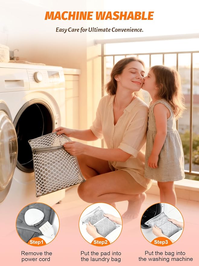 Extended Electric Heating Pad Belt Wrap for Period Cramps Abdomen Waist Lower Back Neck Shoulders Leg Arms Pain Relax with 3 Meters Power Cord Timer Temperature Settings Auto Shut Off Mom Dad Gift