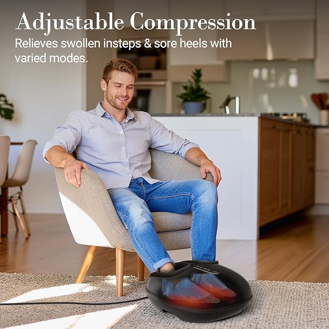 Foot Massager for Plantar Fasciitis, Mothers Day Gifts for Mom, FSA Eligible HSA Store Feet Massager with Heat, Vibration and Compression, Deep Kneading for Tired Feet and Neuropathy (with Remote)