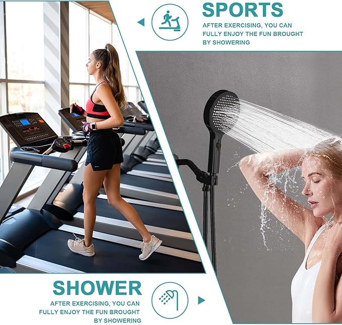 Shower Head with Handheld,Sliding Control High-pressure Water Outlet and 79 Inch Hose,5 Connection Modes and 1 Modes Wash To Clean Tub, Tile & Pets,5.1-Inch Panel and Connecting Bracket Matte Black