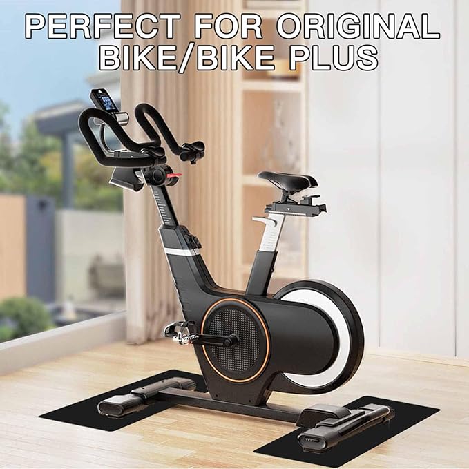 2-Pack Non-Slip Exercise Bike Mat for Peloton & Concept 2 Rower - Protects Hardwood Floors & Carpets - Gym Equipment Mat for Spin Bikes, Trainers, Home Workouts