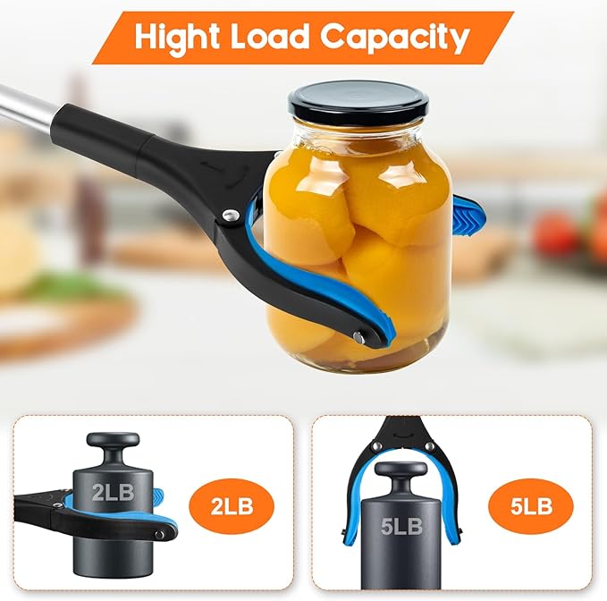 2-Pack Grabber Reacher Tool, 34" Foldable Reacher Grabber Pickup Tool with 360° Anti-Slip Rotating Jaw & Magnets, 4" Wide Claw Opening Reachers for Seniors, Trash Picker Tool