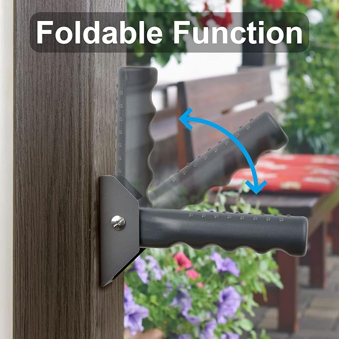 Flip Up Grab Bar for Doorway/Stairs Safety Assist Handles for Elderly Non-Slip Grip Bar Great for Seniors, Elderly, Disabled, Handicap and Injured People - Suitable for Wood Door (Gray)