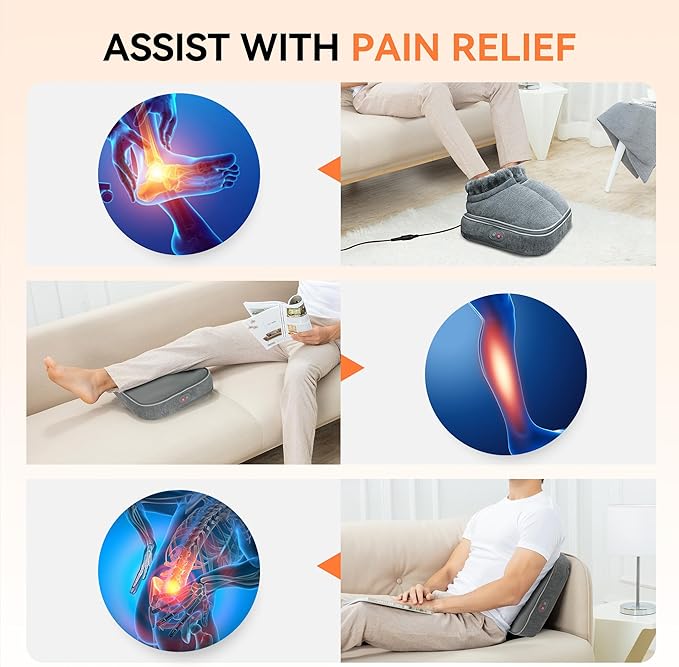 Snailax Shiatsu Foot Massager with Heat, Electrick Foot Massager Machine for Neuropathy, Plantar Fasciitis, Feet Warmers for Women,Men, Foot Heater Under Desk, Size 13