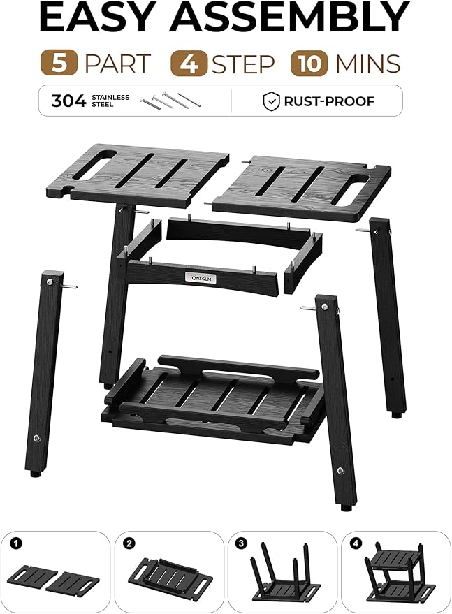 22" Large Shower Bench Seat, Non-Slip Shower Benches for Inside Shower to Sit on, HDPE Waterproof Shower Stool, Shower Chair with Adjustable Feet for Bathroom, Indoor/Outdoor Use, Black