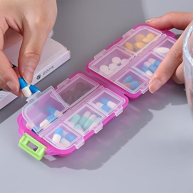 2PCS 7-Day Pill Organizer with Labels – Travel Pill Case, Daily Medication Organizer | Compact & Secure | Fits in Pocket/Purse (3.7” x 2.4”)