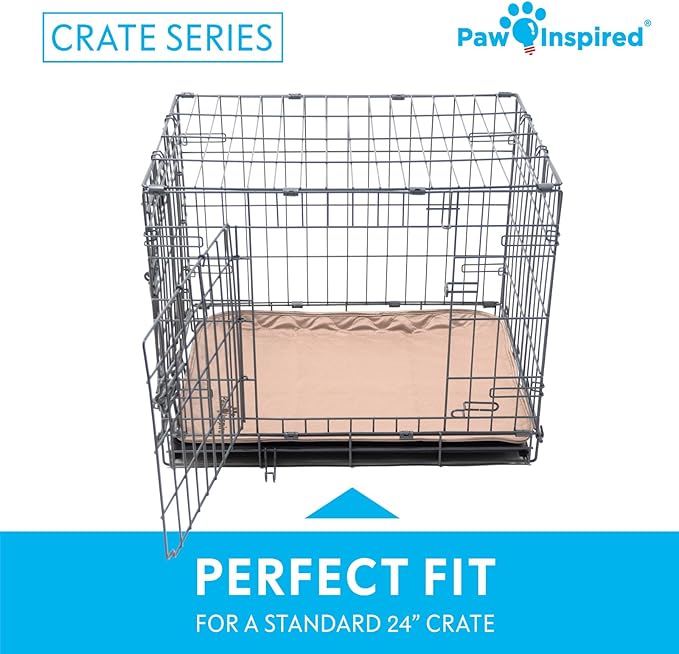 Paw Inspired Washable Crate Liners for Dogs (2 Pack), Leakproof, Non-Slip Pee Pads for 24 Inch Kennels, Reusable Puppy Pads for Potty Training, Whelping, Waterproof Mat (24x18 Inch, Pack of 2)