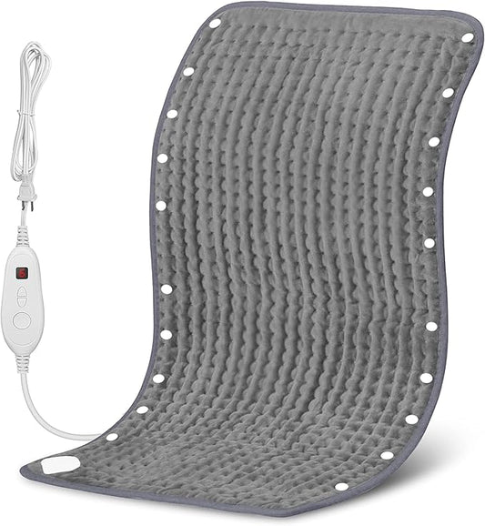 Snailax Heating Pad & Foot Warmer with 6 Temperature Settings & Auto Shut Off, 17”x33”, Washable Fast Heated Pads for Back Pain Relief,Abdomen,Feet,Back,Cramp(Grey)
