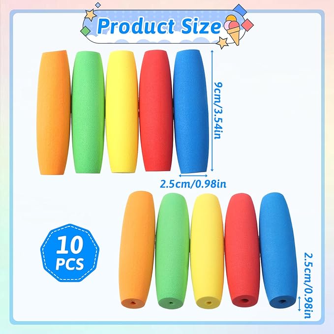 Ptwola 10 Pcs Foam Grip Tubing Handle Built up Tubing Padding Grips No-Cut Utensils Adaptive Grip Pens Foam Tube Cutlery Grips Comfort for Disabled and Elderly