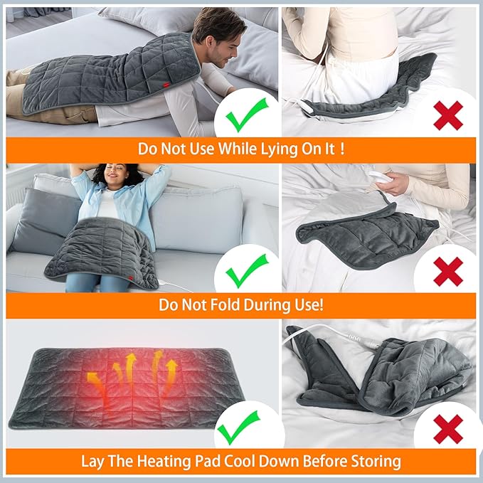 Comfytemp Weighted Large Heating Pad 17"×33" for Back & Period, FSA Eligible Far Infrared Electric Heat Pad, Mothers Day Gifts for Mom Women, HSA King Size Heated Pad with Evenly Filling Ceramic Bead