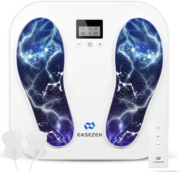 EaseZen Foot Massager for Neuropathy, Rechargeable TENS EMS Foot Stimulator with 10 Modes 20 Intensities, Feet Circulation Stimulator for Neuropathy, Plantar Fasciitis, Gifts for Mom Dad