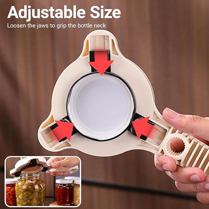 4 in 1 Multi-Purpose Jar Opener, 2026 Upgrade Adjustable Three Claw Bottle Opener, Can Opener with Non-Slip Grip, Multi Size Lid Tool for Seniors, Home Kitchen Helper (2pcs)