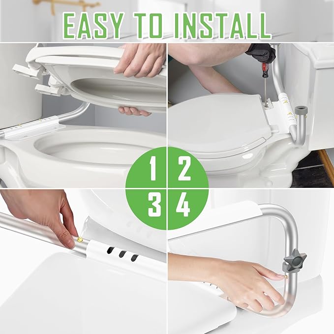 Toilet Safety Rail for Seniors with 2 Reinforced Nuts, Height & Width Adjustable Toilet Safety Frame for Elderly, Handicap & Disabled Bathroom Assist Rail with Armrests 250 LB (White)