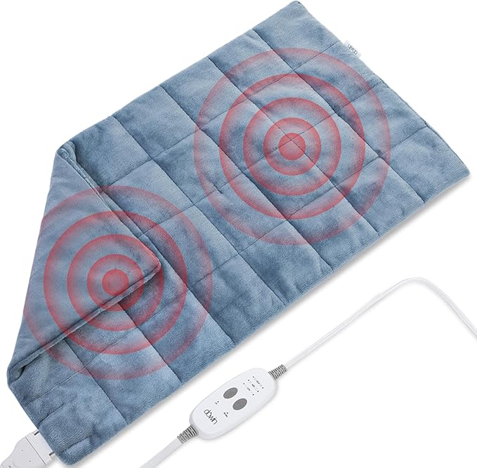 Massaging Heating Pad for Back Pain Cramps Relief,18"x33" Weighted Heating Pad XXL for Neck and Shoulders,4.85lbs Heated pad with 3 Heating Levels,Gifts for Women Men (Blue)