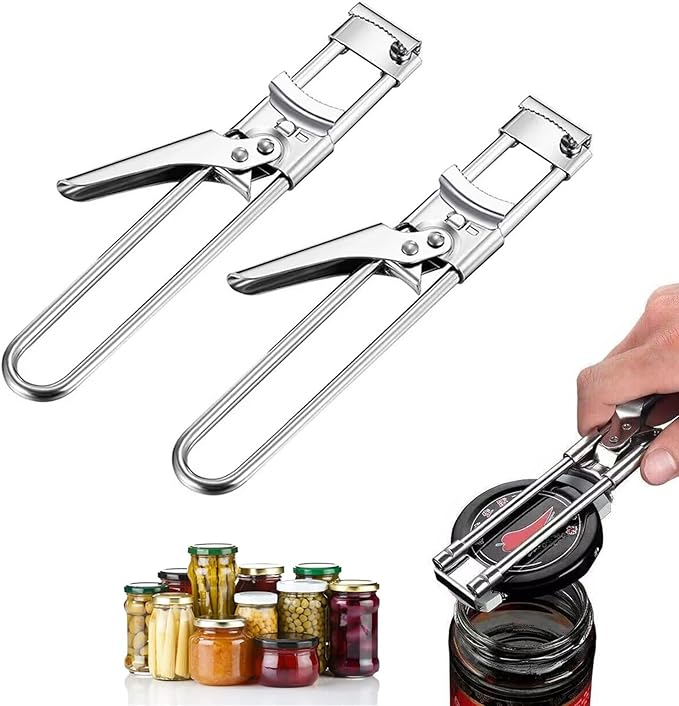 2026 New Adjustable Stainless Steel Jar Opener, Extended 9 inch Jar Opener for Weak Hands, Multifunctional Lid Gripper Bottle Opener with Handle, Easy Open Kitchen Tool for Seniors and Kids (2 Pcs)