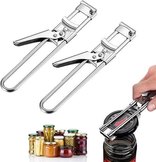 2026 New Adjustable Stainless Steel Jar Opener, Extended 9 inch Jar Opener for Weak Hands, Multifunctional Lid Gripper Bottle Opener with Handle, Easy Open Kitchen Tool for Seniors and Kids (2 Pcs)