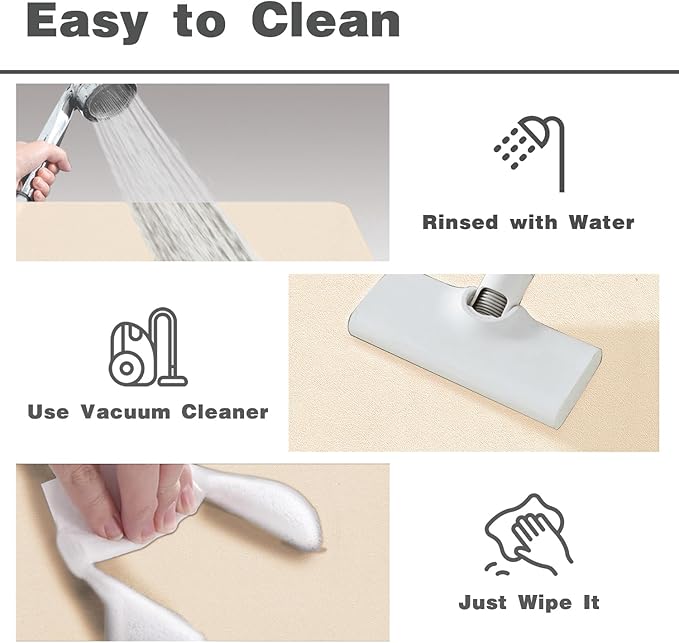 TYUU Toilet Rug, Thin Toilet Rugs U Shaped Washable Non Slip Absorbent Quick Dry Low Pile Toilet Mat, 20"x24" U Shape Beige
