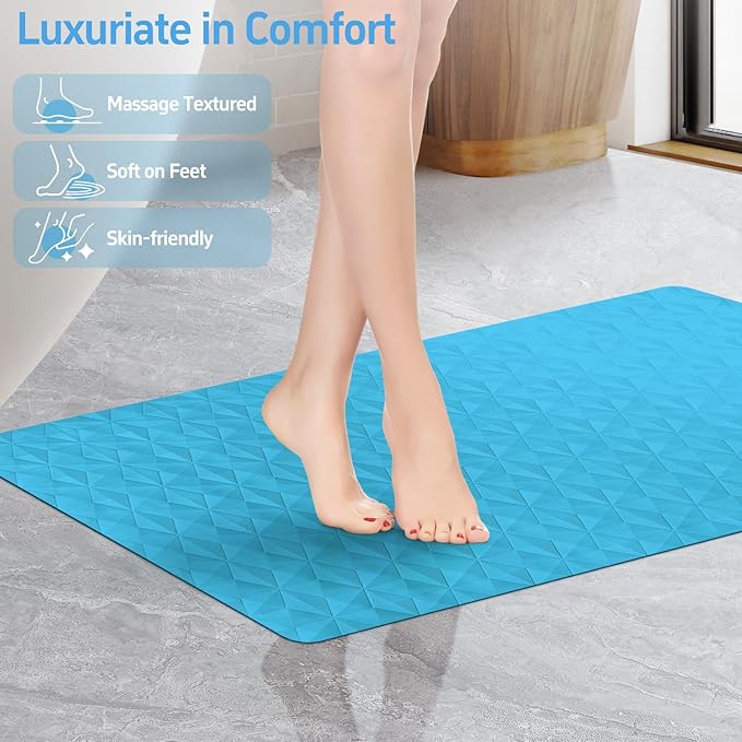 WRISIN Non Slip Bathtub Mat for Bath Tub Shower - Natural Rubber Mat with 241 Suction Cups - Soft Bathroom Safety Mat - Unique Diamond Pattern - Fatigue Relief - Machine Washable - 16 × 28 Inch
