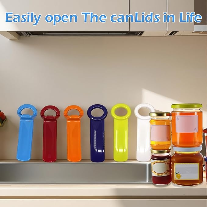 6 Pack Jar Key Opener - Plastic Jar Lid Opener with Easy Grip Hand Held 5.5" Colorful Design for Weak Hands, Elderly & Children