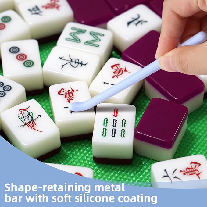 6 Pcs Silicone Mahjong Tile Grabbers Sticks, 14cm Mahjong Accessories Easy to Reach and Pick Up, Tile Grabbing Tools for Seniors Beginners, Family Game Night Home, Parties, Entertainment