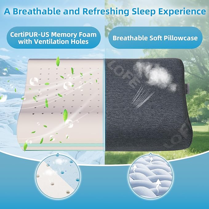 Contour Pillow with Softer Neck Support - Adjustable Softness Cervical Neck Pillow for Ideal Support, 4 Layers Contour Pillow for All Sleepers, Ergonomic Side Sleeper Pillow for Less Neck Pain