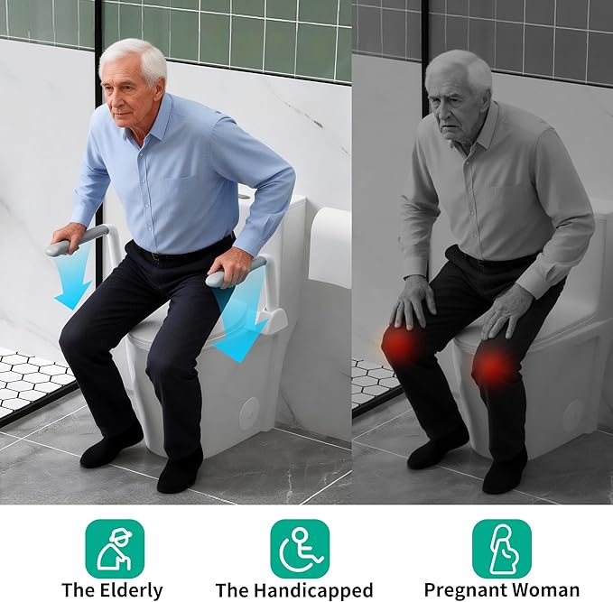 Toilet Safety Rails for Seniors,Space Saving Foldable Toilet Handle, Toilet Support Rails for Seniors and Disabled, Pregnant Women, Grab Bars Toilet Safety Frame