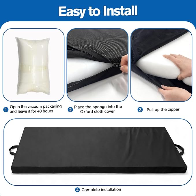 JZHLLA Bedside Fall Mats for Elderly 2.5 Inch Rollable High Density Foam Floor Mats 71.6 * 24 Inch Waterproof Non Slip Protection Mat for Elderly, Handicap, Senior