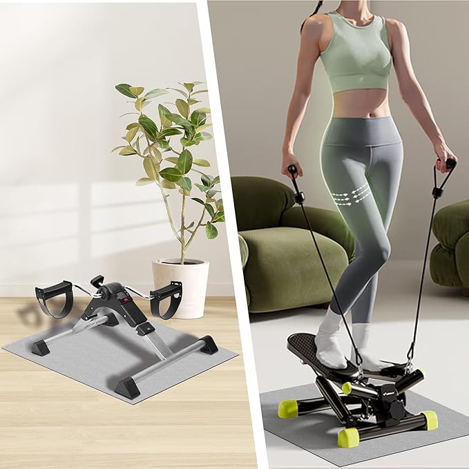 Double Non-Slip Workout Mat for Ellipse Leg Exerciser, Ellipse Machine Mat, Exercise Mat for Under Desk Ellipticals, Suitable for Electric Seated Foot Pedal Exerciser, 23.6" × 19.7"