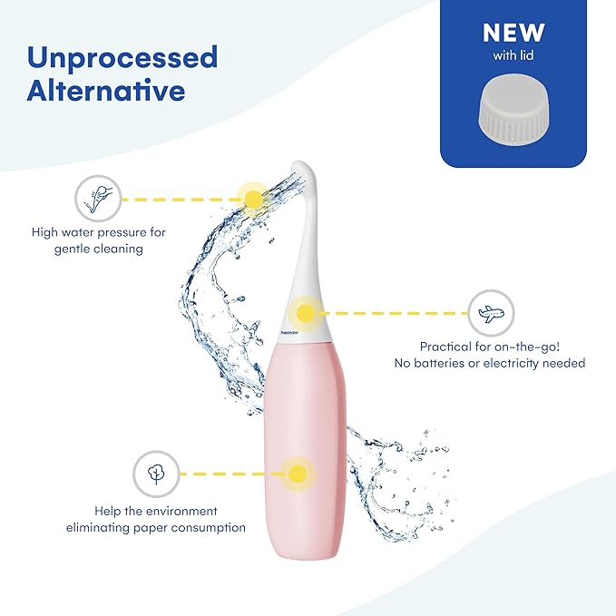 The Original HAPPYPO Portable Bidet l The Easy-Bidet 2.0 Replaces Wet Wipes and Shower Toilet l Portable Bidets Sprayer and Butt Shower for Travel - Peri Bottle Postpartum - Rose