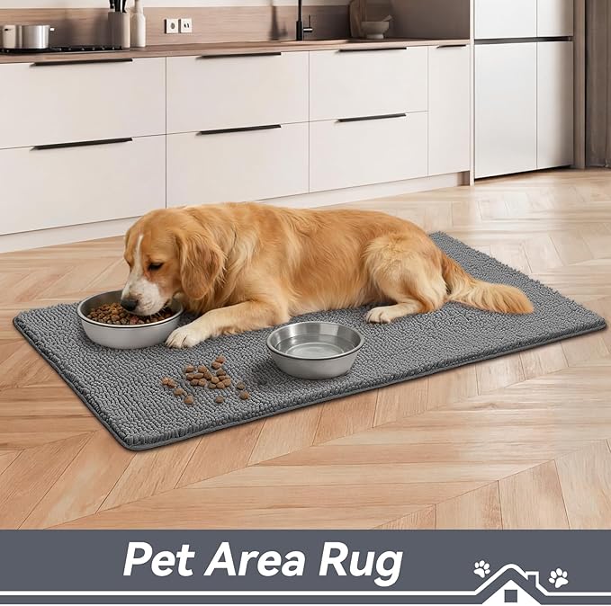 Bcoimo Super Absorbent Dog Door Mat, 48"*30" Anti Slip Mat for Muddy Paws, Pet Rugs for Dirty Paws Washable that Absorbs Moisture and Dirt, for Dog Cage and Pet Resting Carpet