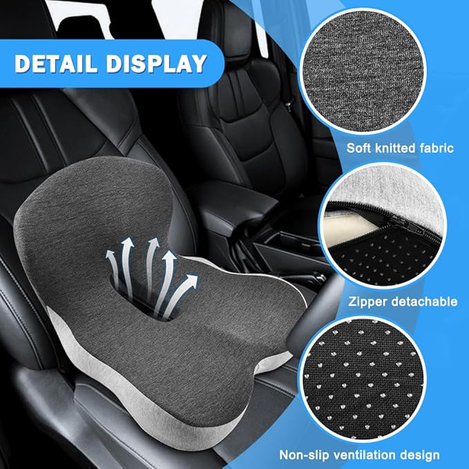Memory Foam L-Shaped Integrated Seat Cushions, Butt Pillow with Back Support, Ergonomic Cushions with Lumbar Support, Office Chair Seat Cushion for Lower Back Tailbone Protection