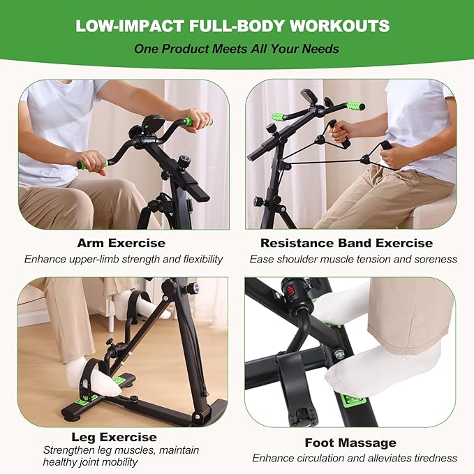 Pedal Exerciser Bike for Seniors, Arm Leg Hand and Knee Elderly Exercise Equipment, Sitting Home Exercise Machine for Total Body, Upper and Lower Limb Physical Therapy Trainer