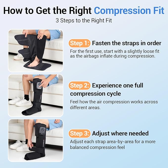 Comfytemp Cordless Air Compression Leg Massager for Circulation and Pain Relief FSA, Portable Foot and Calf Compression Boot for Swelling, HSA Eligible, Ideal for Mom Dad (1 Pack, Fits Calf 13"~19")