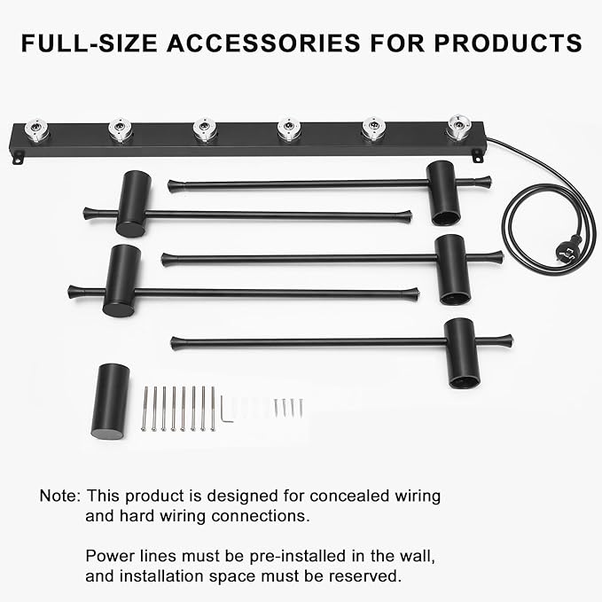 Towel Warmer Rack, Black 5-Bar Aluminum Alloy, Heated Towel Bar for Bathroom, Hidden Wiring/Support Hardwired Heated Towel Rail, with Timer and Temperature Adjustment, Overheat Protection Function