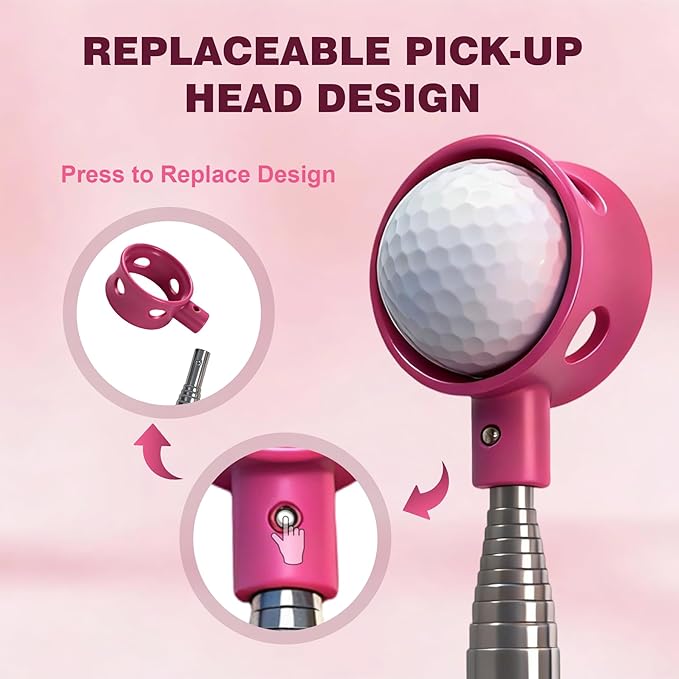 Golf Ball Retriever Telescopic for Water, GolfBall Grabber Tool, Golf Accessories Gifts for Men, Women & Golfers, Golf Balls Picker with Stainless Steel Shaft&Non-Slip Rubber Grip