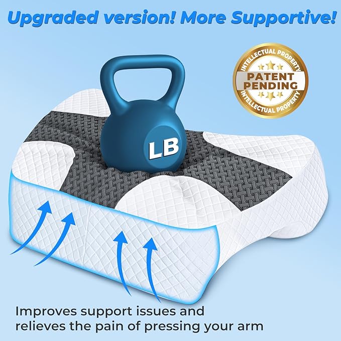 SAHEYER Side Sleeper Pillow with Arm Hole, Upgraded Memory Foam Shoulder Pillow for Neck Pain Relief, Adjustable Multi-Angle Arm Tunnels Support for Adults Pressure-Free Sleep (Black)