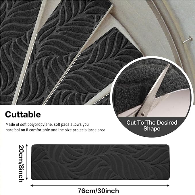 Stair Treads for Wooden Steps - Non Slip Stairs Carpet Tape Peel and Stick with Double Adhesive Tape Set of 15 Leaf -Black