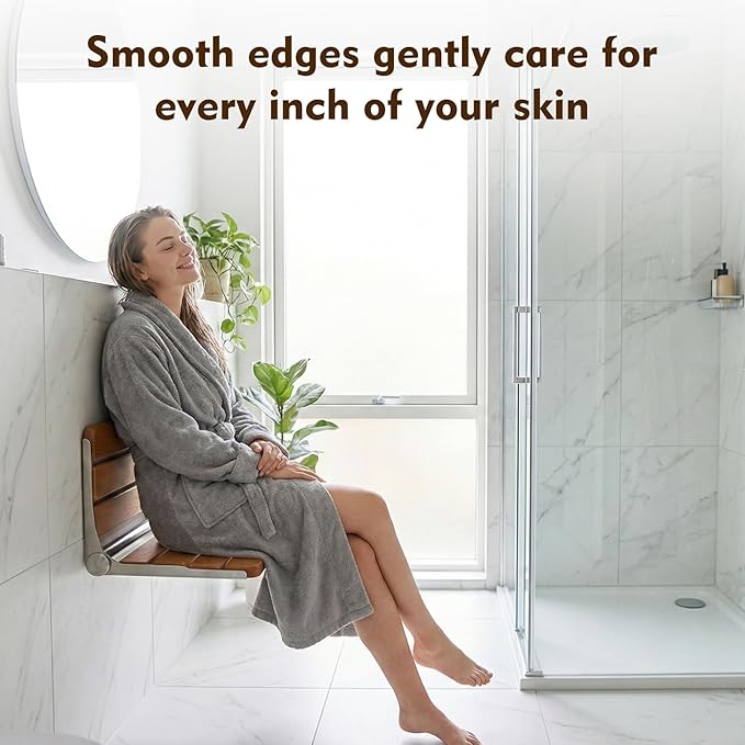 18 Inch Foldable Shower Seat Wall Mounted, Folding Shower Bench for Small Shower Spaces, 400lbs Max Load for Inside Shower, Foldable Chair for Seniors Adults,304 Stainless Steel