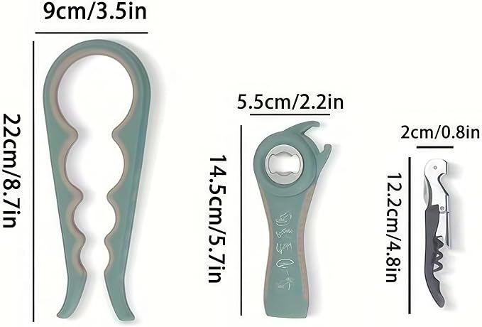 Opener | 5-in-1 Non-Slip Bottle Opener for Weak hands, Seniors with Arthritis and Anyone with Low Strength, featuring a leverage opener, a can opener, and a wine bottle opener