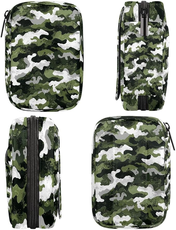 Weekly Travel Pill Organizer Case for Purse with Removable 7 Day Box Portable Compact Size Pill Box Fashionable Pill Container for Medicine Vitamin Supplement Army Camouflage Green