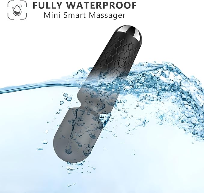 Personal Back Massager - Handheld Waterproof & Rechargeable Massager - 20 Speeds 8 Patterns Vibration Massage - Perfect for Travel Relaxation, Relieves Back, Legs Muscles (Black)