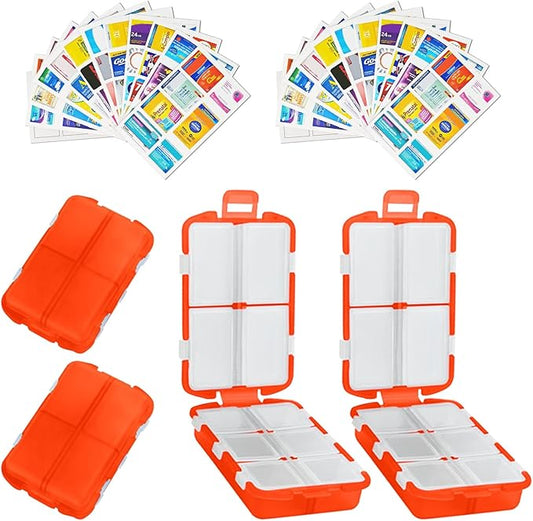 2PCS 7-Day Pill Organizer with Labels – Travel Pill Case, Daily Medication Organizer | Compact & Secure | Fits in Pocket/Purse (3.7” x 2.4”)