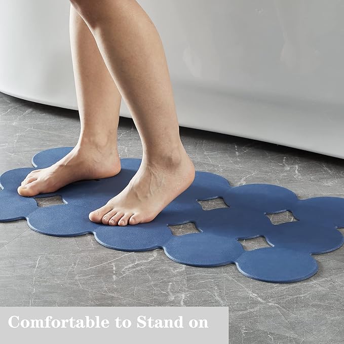 Webos Non Slip Bathtub Mat Shower Mat Bath Mat Tub Mats with Strong Suction Cups Soft Natural Rubber Bath Mat for Inside The tub (Ivy-Blue, 28x16 inch)