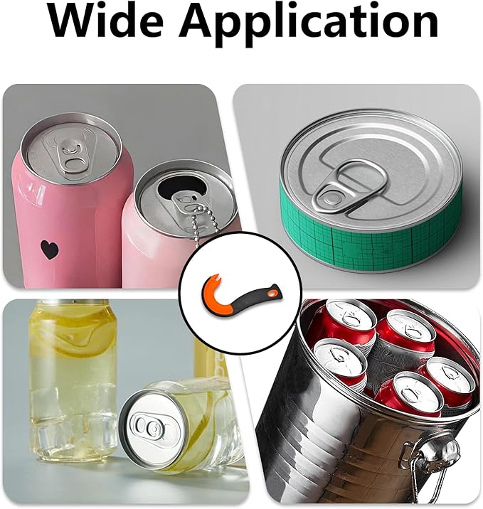 NIIIYTYB Pop Can Opener Tool for Ring Pull Tab Easy J Hook Opener for Soda Top Food Can Opener Tool for Seniors Kids Nail Protection Manual Pulling Aid Non Slip Grip Dishwasher Safe(Orange)