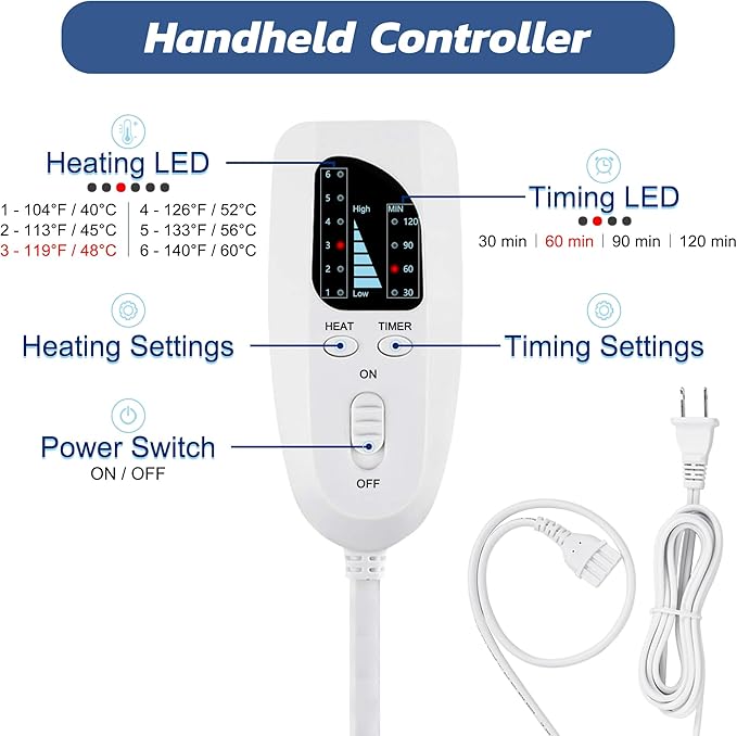 33"X17" Electric Heating pad with 6 Heat Settings, Auto Shut Off, Dry Electric Heating for Back Neck Knee Arms Legs Shoulder Heat Pads for Christmas Birthday Father's Day Mother's Day (Dark Blue)