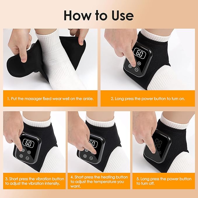 Triple Method Foot Massager with Heat & Enhanced Vibration, for Neuropathy Comfort and Circulation, Portable Home Massage for Pain Relief, Auto Shut-Off, Home Travel Use (Black)