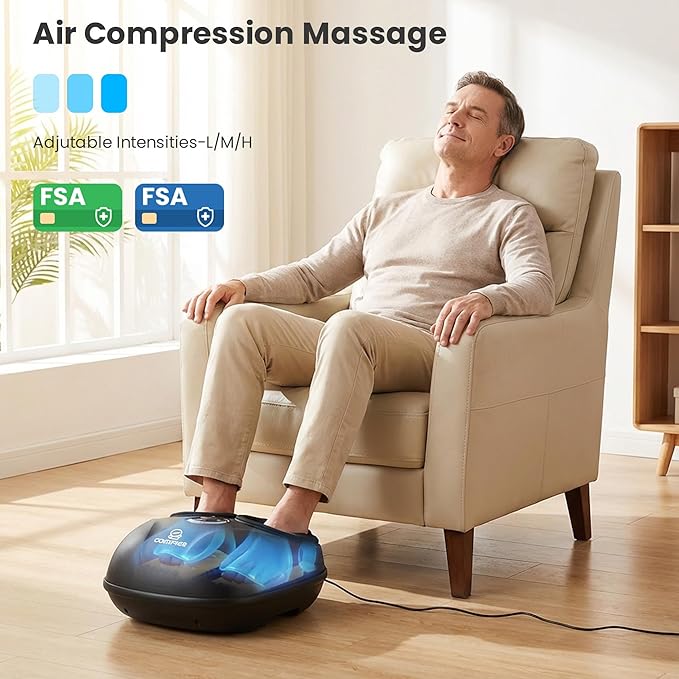 COMFIER HSA Eligible Shiatsu Foot Massager Machine with Heat, FSA Foot Massager for Neuropathy Plantar Fasciitis, Deep Kneading Feet Massager with Heat,Up to Size 13, Mother‘s Day Gifts for Mom