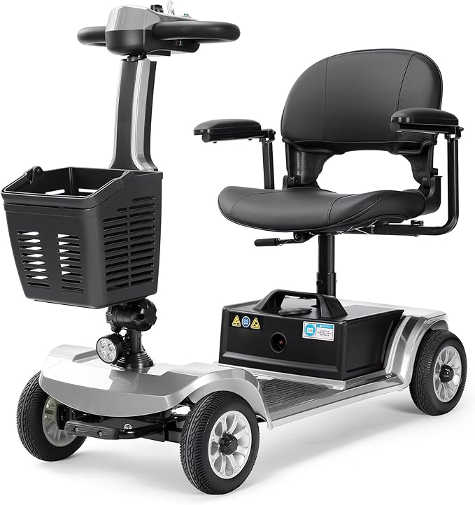 Foldable Mobility Scooter for Seniors - 418 LBS Weight Capacity, Tight Turning Radius, Easy to Use & Fold, Fits in Car Trunk, 21.7-Mile Range, 360° Seat