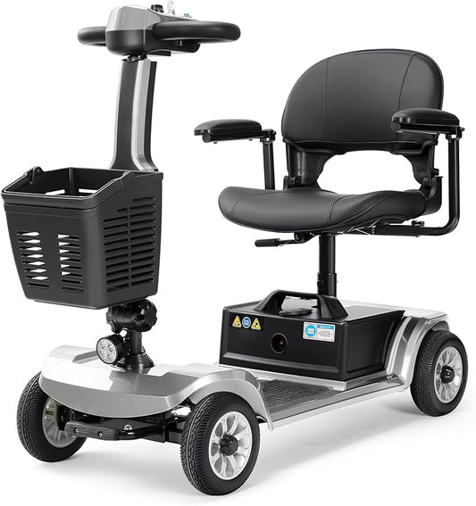 Foldable Mobility Scooter for Seniors - 418 LBS Weight Capacity, Tight Turning Radius, Easy to Use & Fold, Fits in Car Trunk, 21.7-Mile Range, 360° Seat